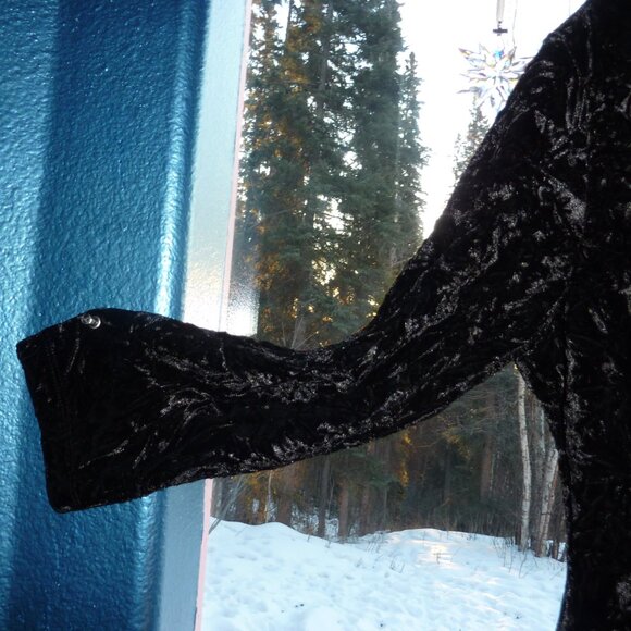 NOMADIC TRADERS GOTH WEDDING BLACK CRUSHED VELVET LONG SLEEVE SHIRT BOHO GYPSY L - Picture 2 of 16